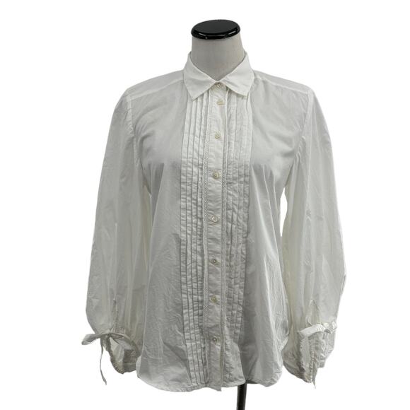 Sundance White Kenna Button Up Tie Sleeve Shirt - Picture 5 of 11
